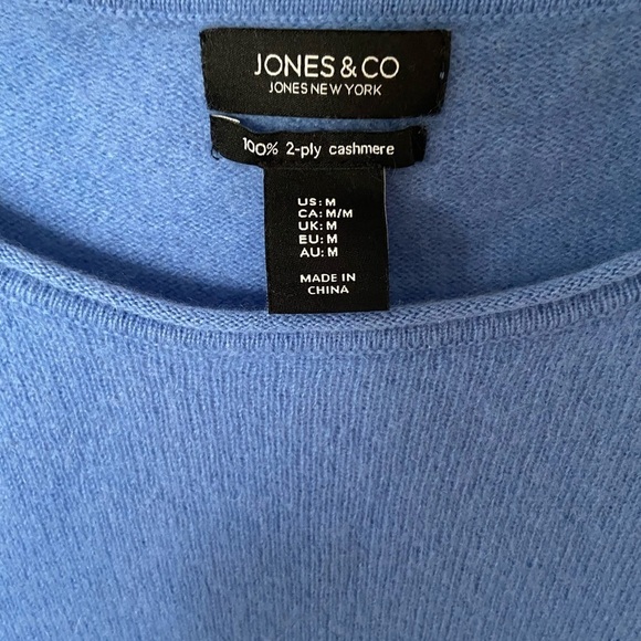 Jones&Co 100% 2 ply Cashmere blue sweater , size M - Picture 3 of 3